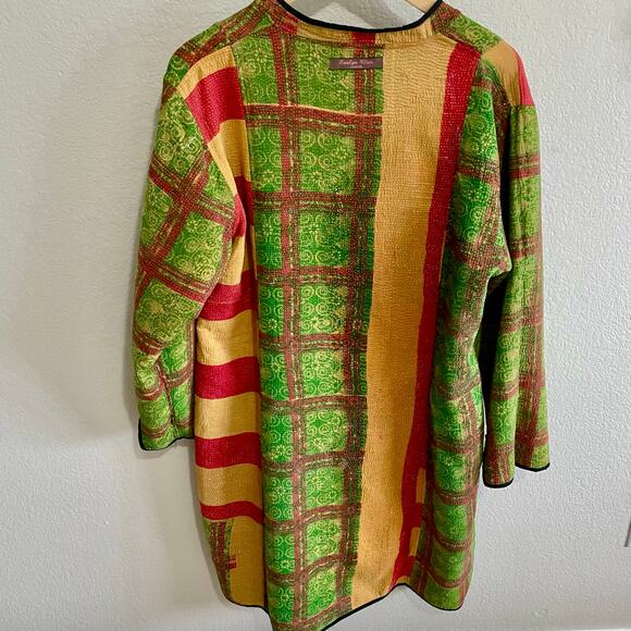 Evelyn Clair Jaipur Reversible Kantha Jacket Coat 1 of a kind Handmade Boho - Picture 5 of 14